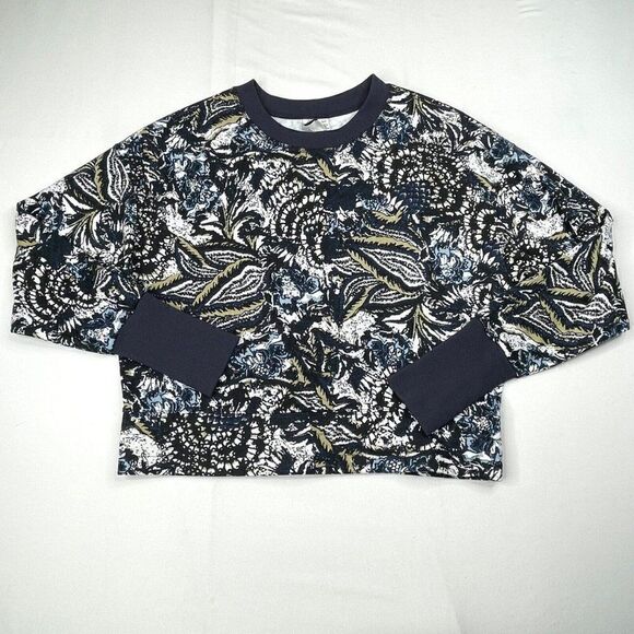 Joie Caleigh Blue Floral Cropped Sweatshirt NEW - Picture 2 of 8